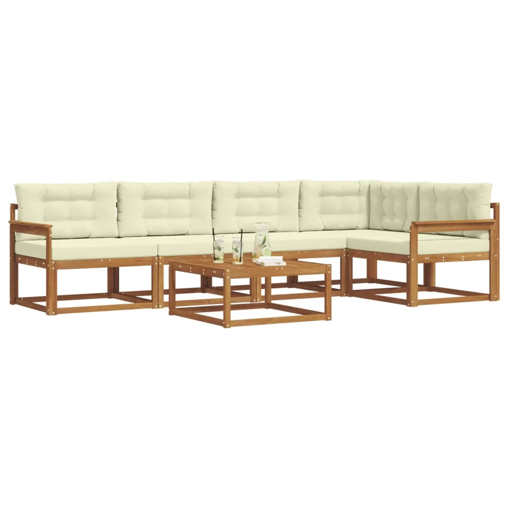Set di divani da esterno con cuscino 6 pcs Naturale e Crema 3367603