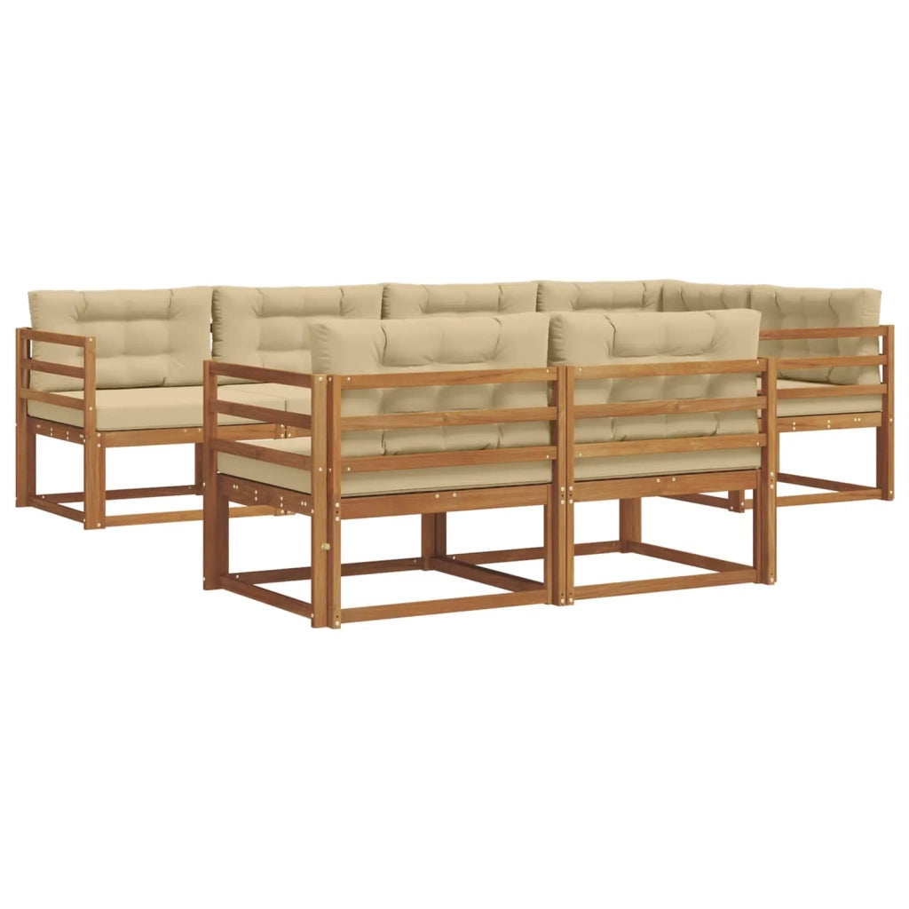 Set di divani da esterno con cuscino 7 pcs Naturale e Beige