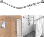 Douchegordijnstang L-flessa - Incluso 18 anelli - Acciaio inossidabile - Espandibile - Per vasca da bagno / doccia - 70-100x110-170 cm