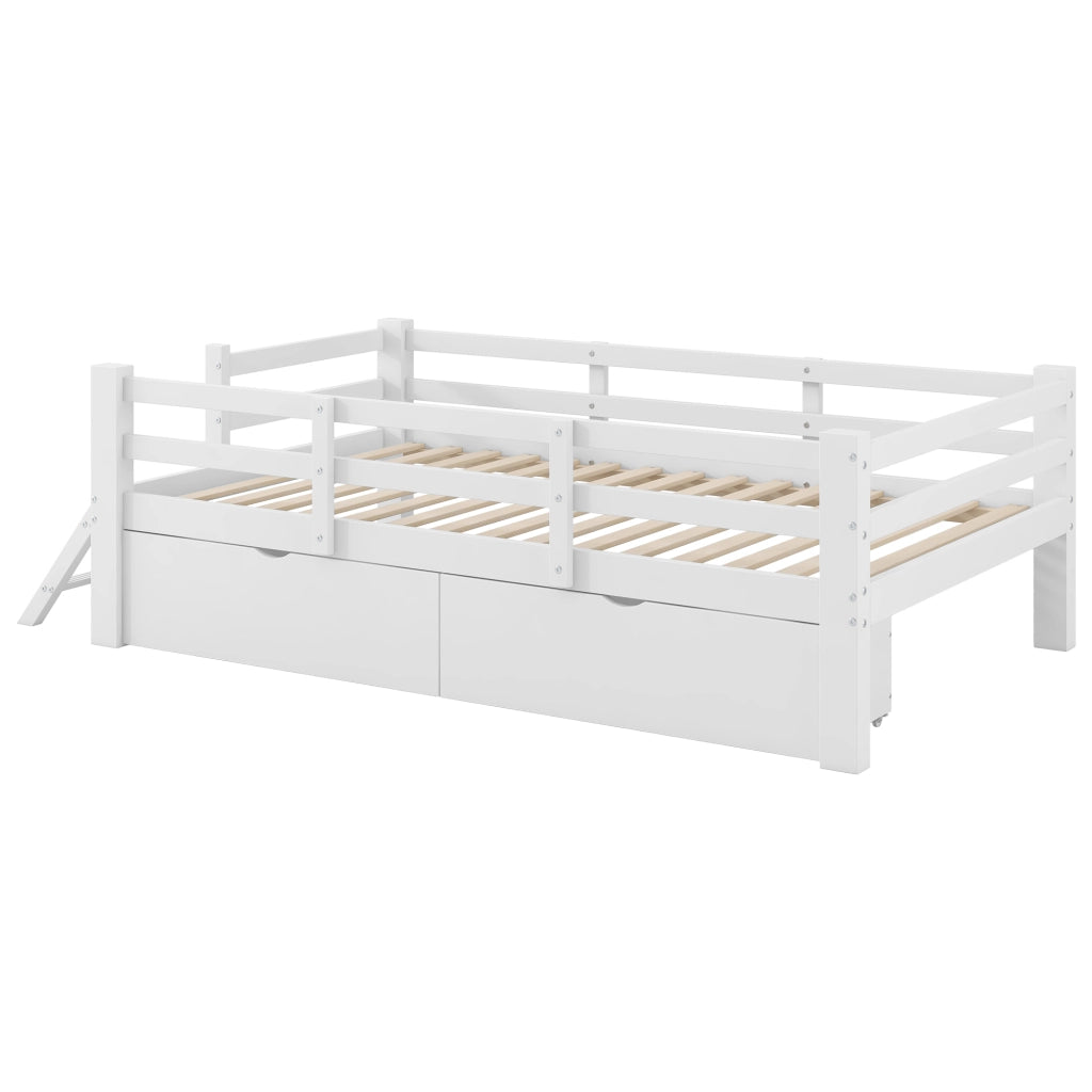 LETTO con sponde e 2 cassetti 90x200 cm Bianco in MDF