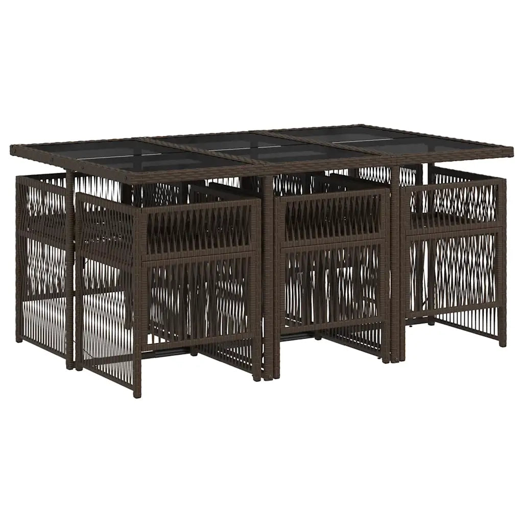 vidaXL Set da Pranzo da Giardino 7pz con Cuscini in Polyrattan Marrone
