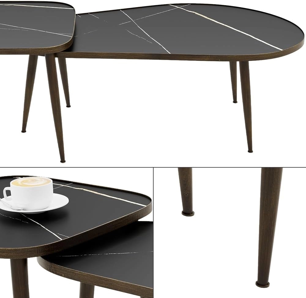 Set di tavolini Manitoba, Nero, 105 x 64.5 cm 2 parti, pieghevole salvaspazio e combinabile in modo versatile
