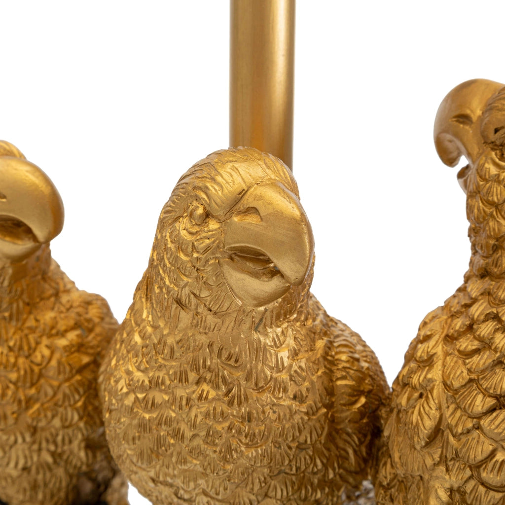 Paia, Lampada da Tavolo Decorazione con Pappagalli, oro