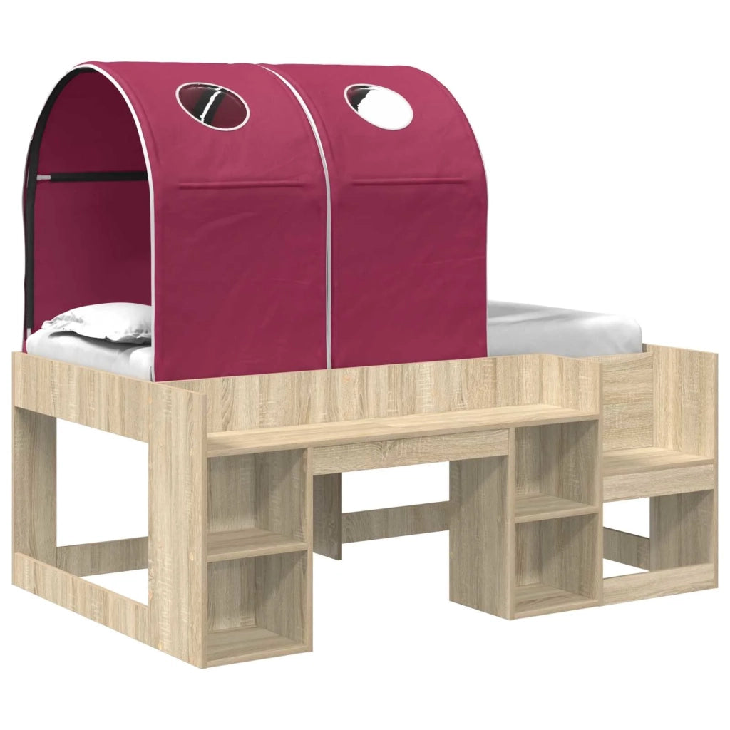 Letto con Tunnel con lo scaffale 3 pz Rovere Sonoma e Rosso 3423507