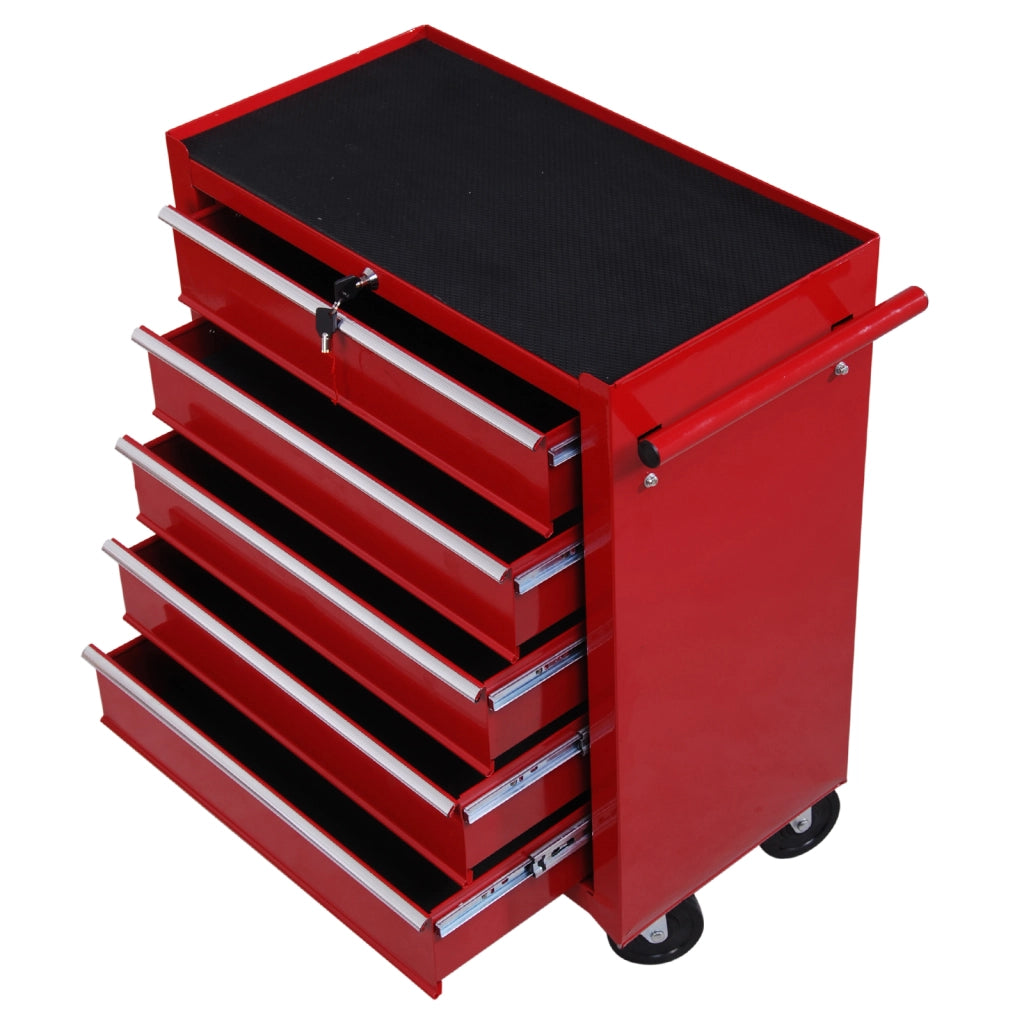 Carrello Porta Utensili con 5 Cassetti ¨C zephmum ¨C Acciaio Rosso 67.5x33x77cm