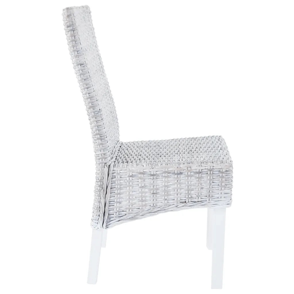 Sedie da Pranzo 2 pz Marrone Chiaro in Rattan Kubu e Mogano 246654