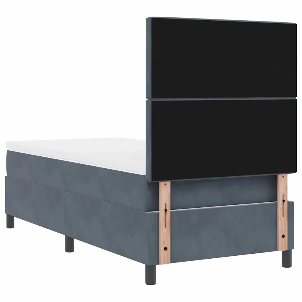 Letto a molle con materasso Grigio scuro 100 x 200 cm Velluto 3339747