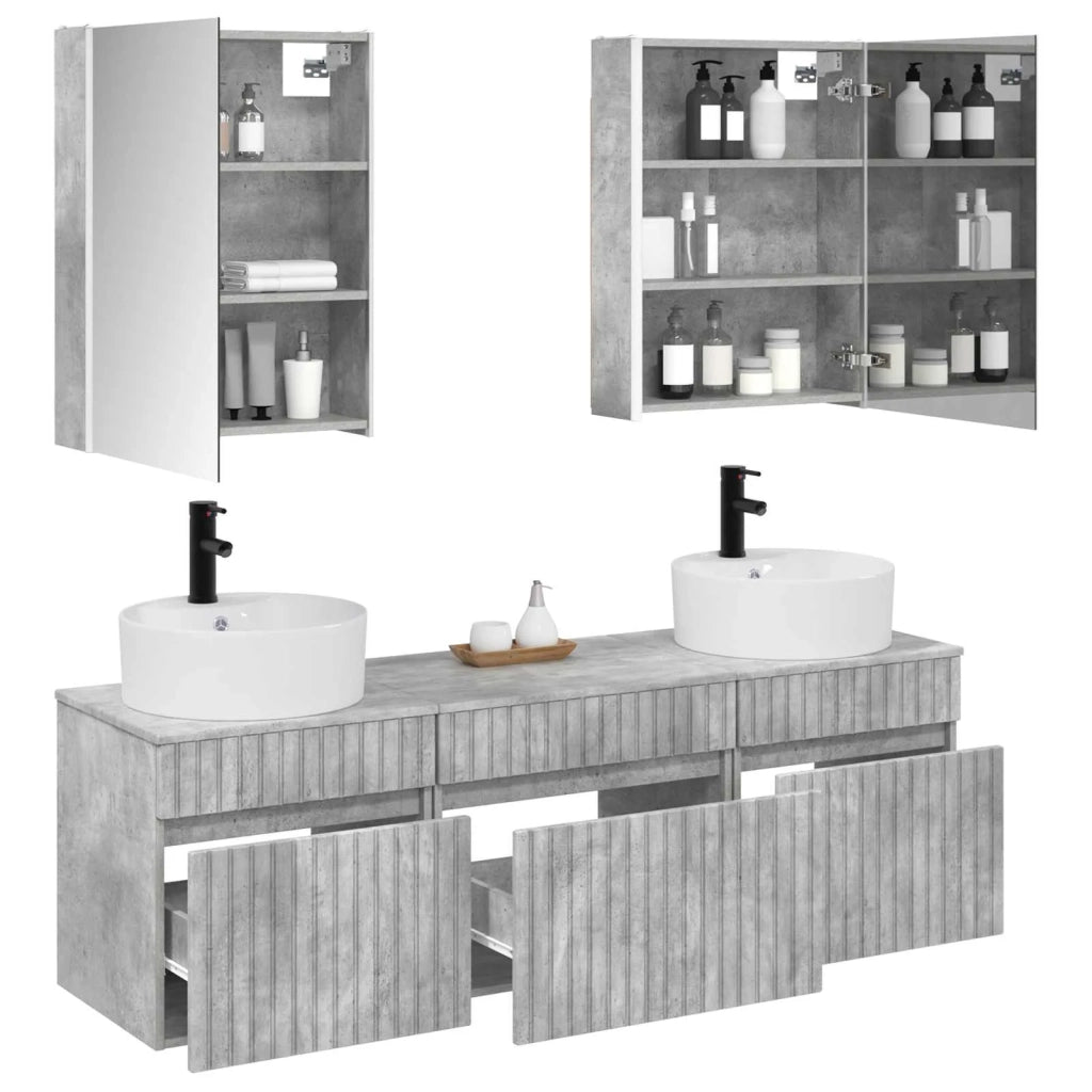 Set di Armadi da Bagno 5 pcs Grigio Cemento 53 x 15,5 x 70 cm 3406610