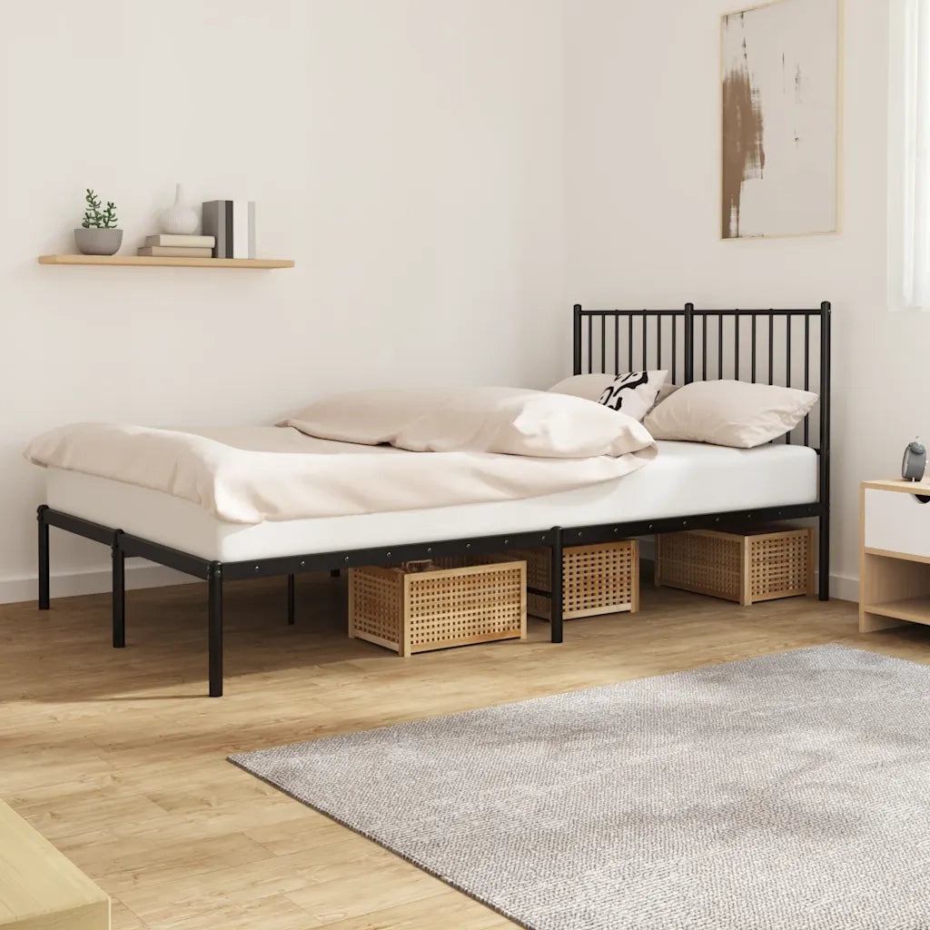 Giroletto con Testiera-Struttura Letto con testiera in Metallo Nero 120x200 cm 307100