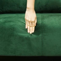 Divano 3 Posti Moderno con Cuscini Imbottiti, Gambe in Acciaio e Tessuto Vellutato, 200x88x76 cm, Verde