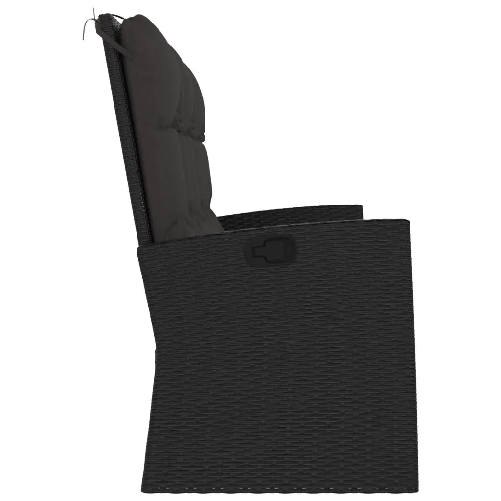 Panca da Giardino Reclinabile con Cuscini 173cm Polyrattan Nero 362183