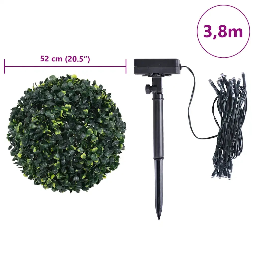 Sfere di Bosso Artificiale con Luci LED 2 pz Verdi 52 cm CFW4501770