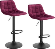 Set di 2 Sedie da Bagno in Pelle in Velluto - Altezza Regolabile - Velluto - Rotante - Rosso Vino