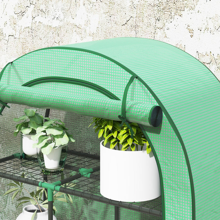 Serra a Parete a 4 Livelli 100x45x160 cm con Porta a Cerniera in Acciaio e PE Verde