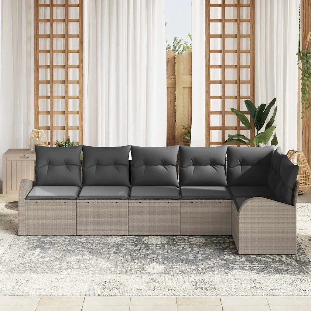 Set Divano da Giardino 6 pcs Grigio chiaro polyrattan 3354731