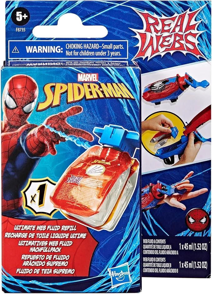 Spiderman,Ricarica di Fluido Ragnatela Eccezionale Real Webs, da Usare col Blaster Giocattolo per Il Roleplay Real Webs,