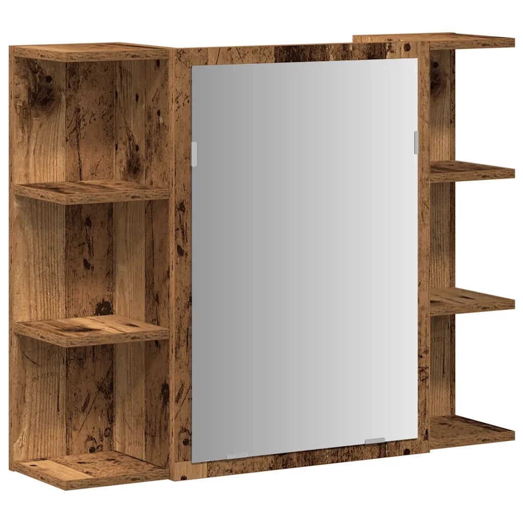 Mobile Bagno con Specchio Legno Antico Legno Multistrato 856036