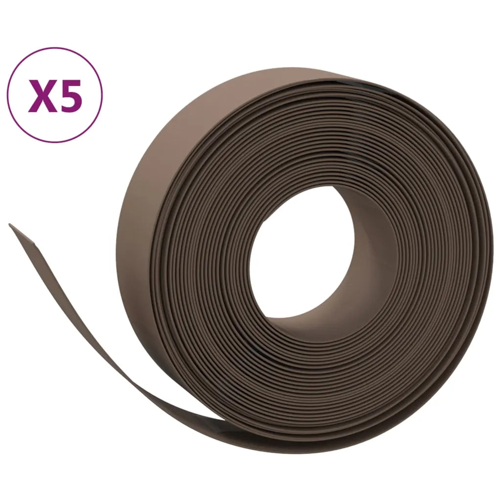 Bordature da Giardino 5 pz Marroni 10 m 15 cm in Polietilene 3155451
