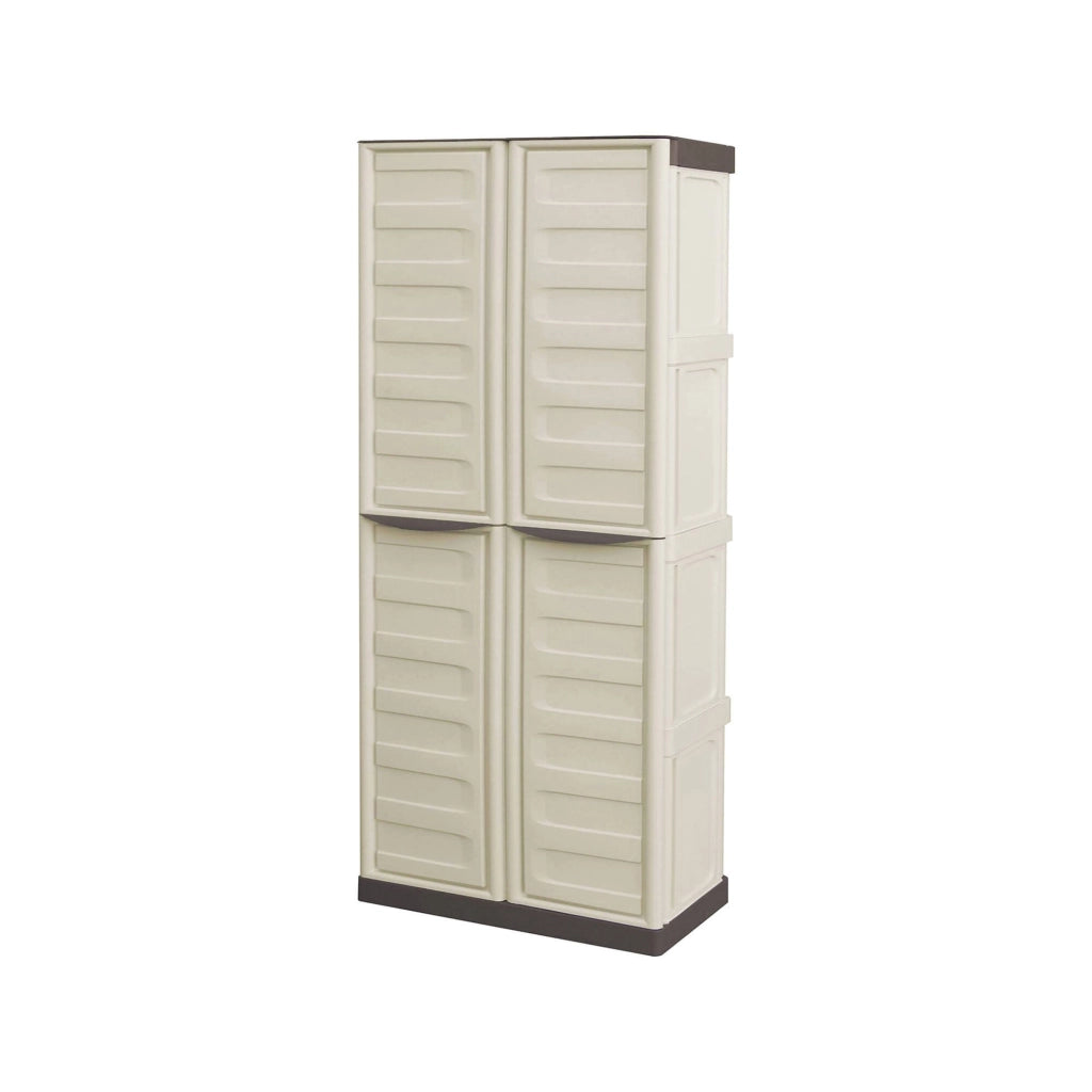 Armadio multiuso da esterno o Adenina, Mobile a 2 ante e 3 ripiani in polipropilene, 100% Made in Italy,cm 70x39h165, colore Beige