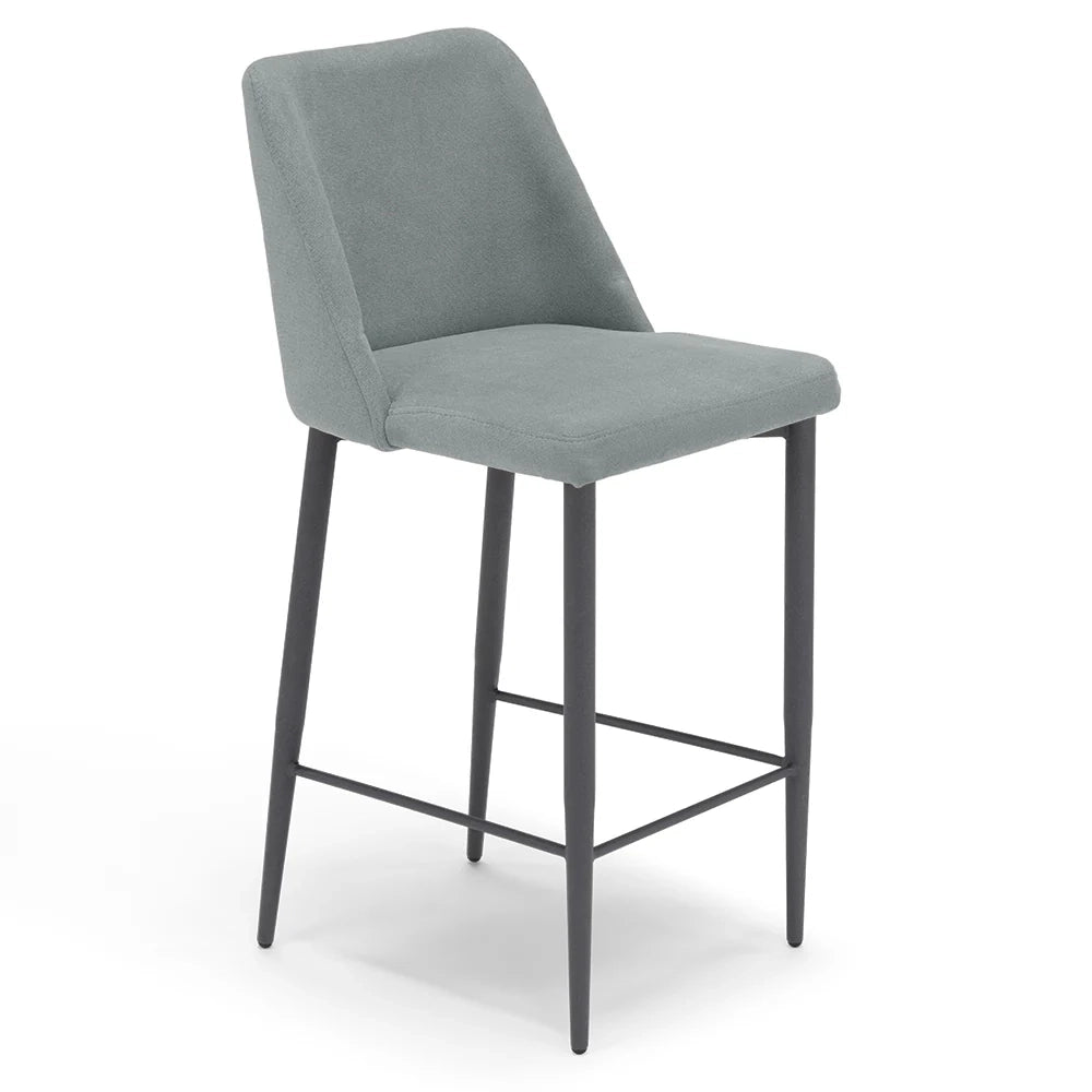 Set 4 Sgabelli Imbottiti ALEXIA MADE IN ITALY, H63 per sala da pranzo, cucina e soggiorno, gambe robuste in metallo effetto ghisa, rivestito con tessuto antimacchia idrorepellente colore Grigio
