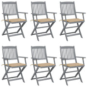 Sedie da Giardino Pieghevoli 6pz con Cuscini in Massello Acacia cod mxl 8277