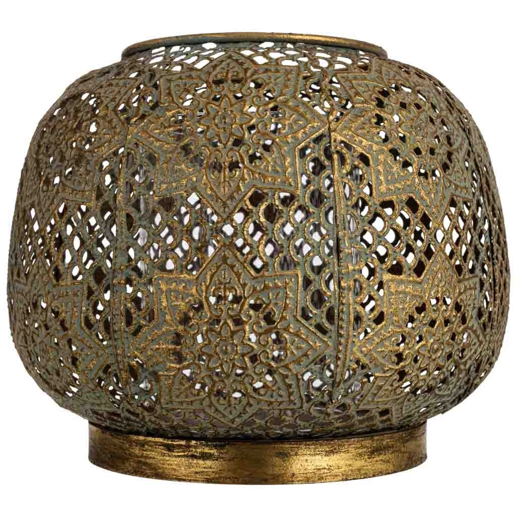 Portacandele in metallo dorato 20,5x20,5x16h cm
