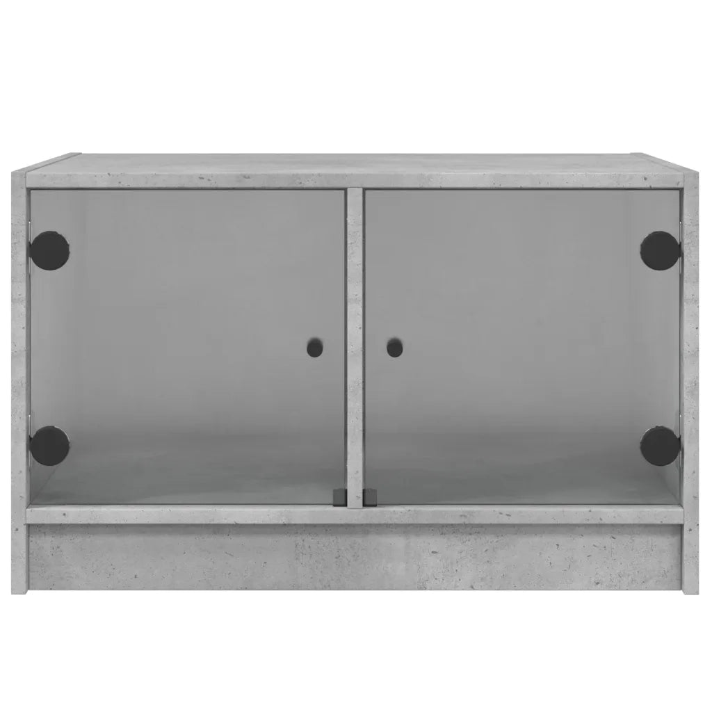 Tavolino da salotto | Tavolino da caff¨¨ | Tavolino da Soggiorno con Ante in Vetro Grigio Cemento 68x50x42cm