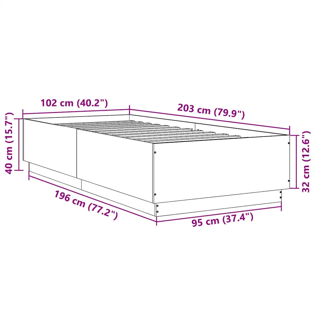 Giroletto-Struttura Letto Nero 100x200 cm in Legno Multistrato 964981