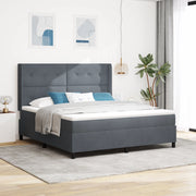 Letto con Box Spring e Materasso Grigio Scuro 180x200 cm in Velluto