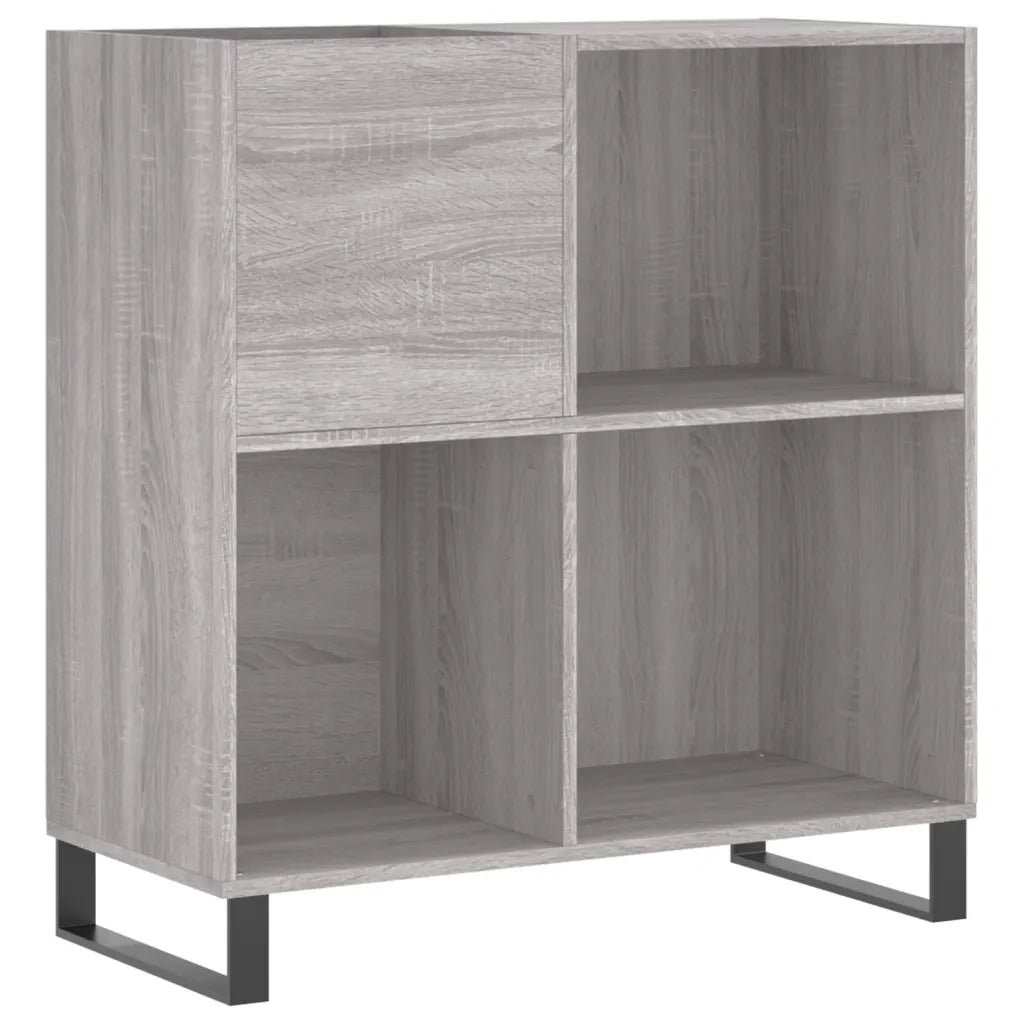 Pratico mobiletto vintage per riporre i vinili 84,5 x 38 x 89 cm realizzato in legno composito Sonoma grigio 02_0049180