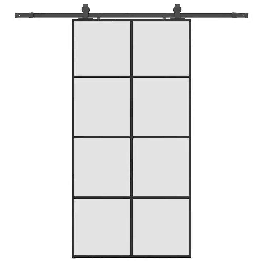 Porta Scorrevole con Ferramenta Nera 102,5x205 cm in Vetro ESG 3375867