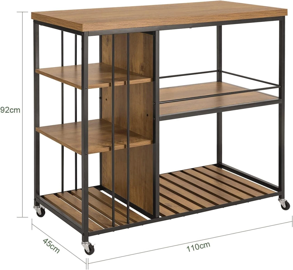 Carrello da portata con 5 ripiani Carrello laterale Carrello da cucina ripiano per microonde 110x45x92cm SVW18-II-F