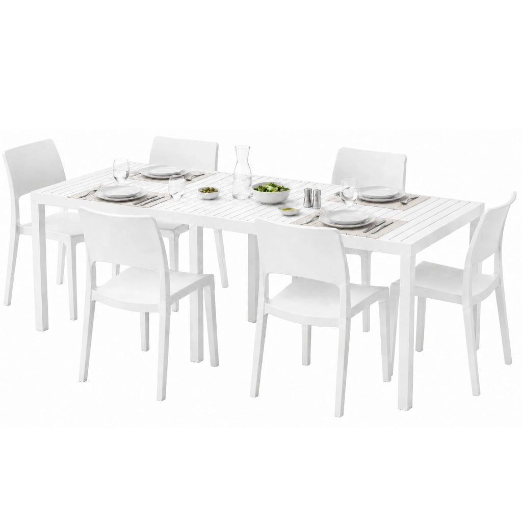Salottino Outdoor Masetanno, set Salotto da Esterno 6 Posti Made in Italy, Bianco
