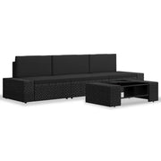 Set Divani da Giardino 4 pz in Polyrattan Nero 3054577