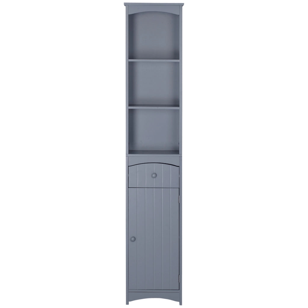 Armadietto da Bagno Stretto con Cassetto e Ripiani ¨C zephmum ¨C Grigio 34x24x170 cm