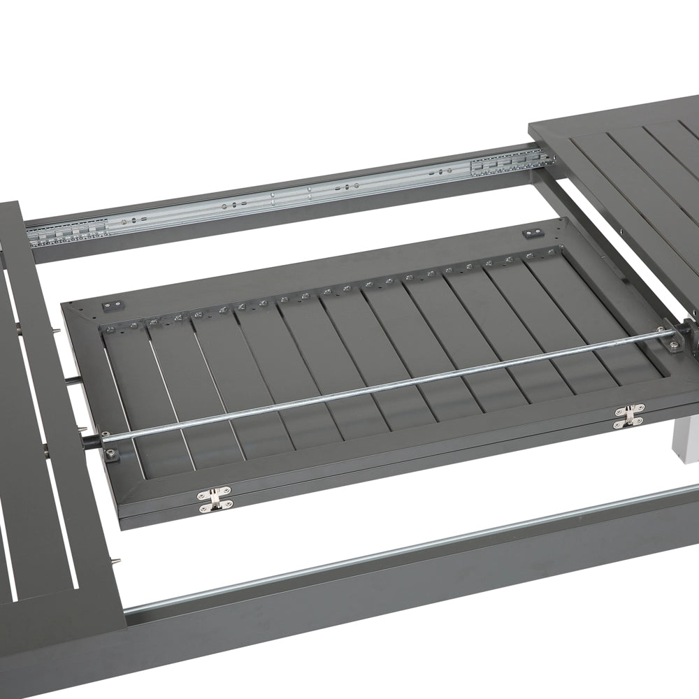 Tavolo da giardino Alluminio grigio 75 x 168 / 248 x 100 cm Piano allungabile Tavolo da pranzo per esterni