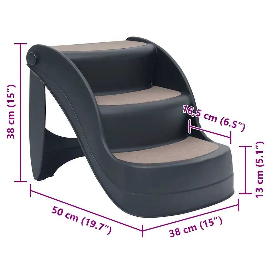 Scala per Cani Pieghevole con 3 Gradini Grigio Scuro cod mxl 74693