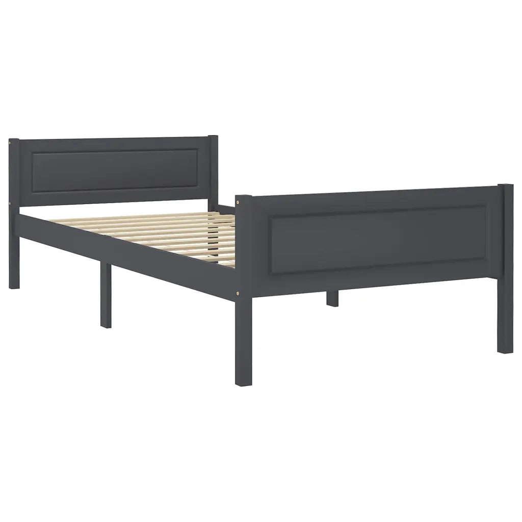 Letto singolo | Letto per adulti | Giroletto Grigio in Legno Massello di Pino 100x200 cm