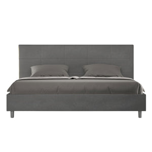 Letto Matrimoniale King Size 200x210 cm Senza Rete Imbottito in Microfibra Mika Grigio