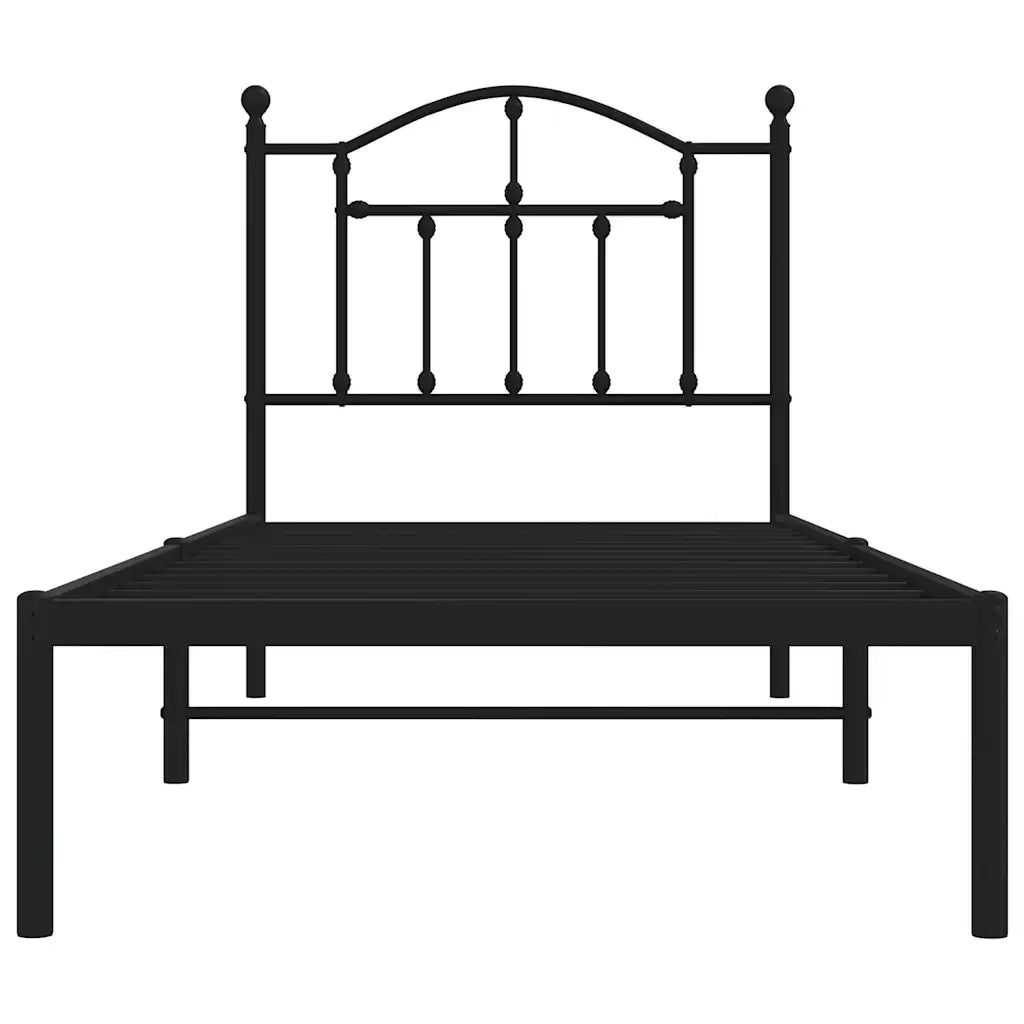 Giroletto con Testiera-Struttura Letto con testiera in Metallo Nero 90x190 cm 778446