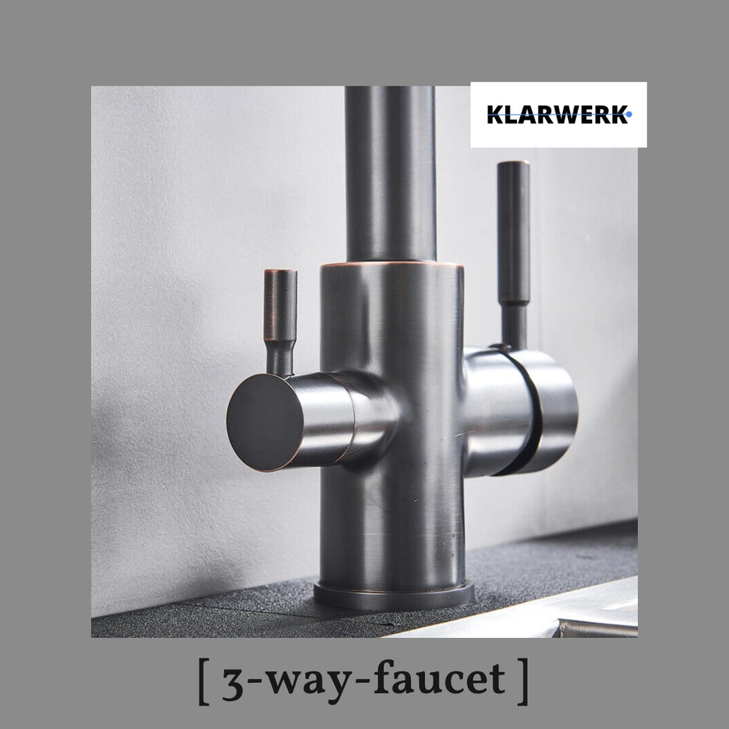 Felice | Rubinetto per acqua potabile a 3 vie premium nero opaco | Miscelatore da cucina ad osmosi in acciaio inossidabile | Filtra 3 connessioni