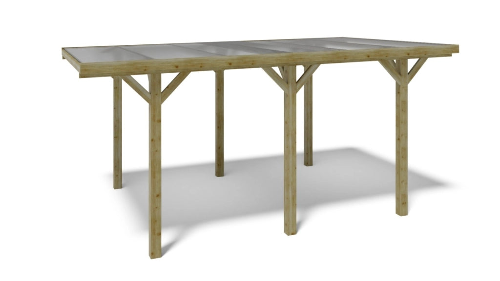Tettoia posto auto coperto in legno 3.04x5.12 m - 15.56 m2 - copertura PVC   - CAR10PVCTR - ALTANKA