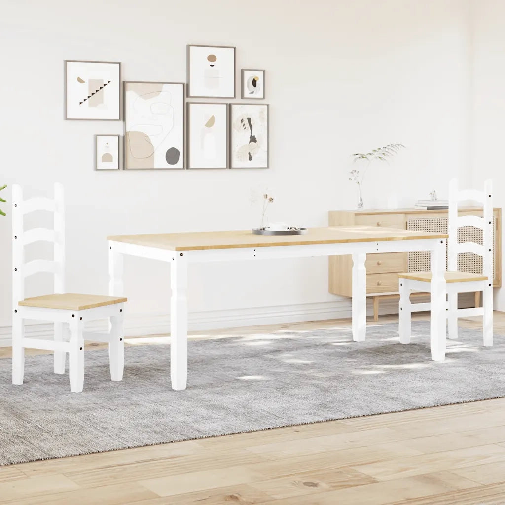 Set da Pranzo 3 pz PANAMA Bianco in Legno Massello di Pino 3345208