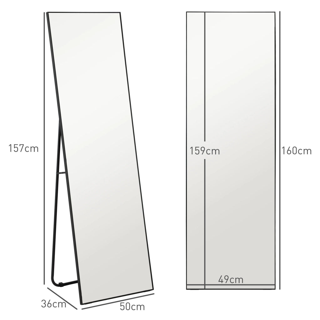 Specchio da terra rettangolare 50x160 cm ¨C Xylo ¨C da parete o appoggio, nero
