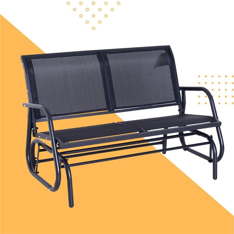 PANCHINA A DONDOLO BIPOSTO IN METALLO 123 X 70 X 87 CM NERA