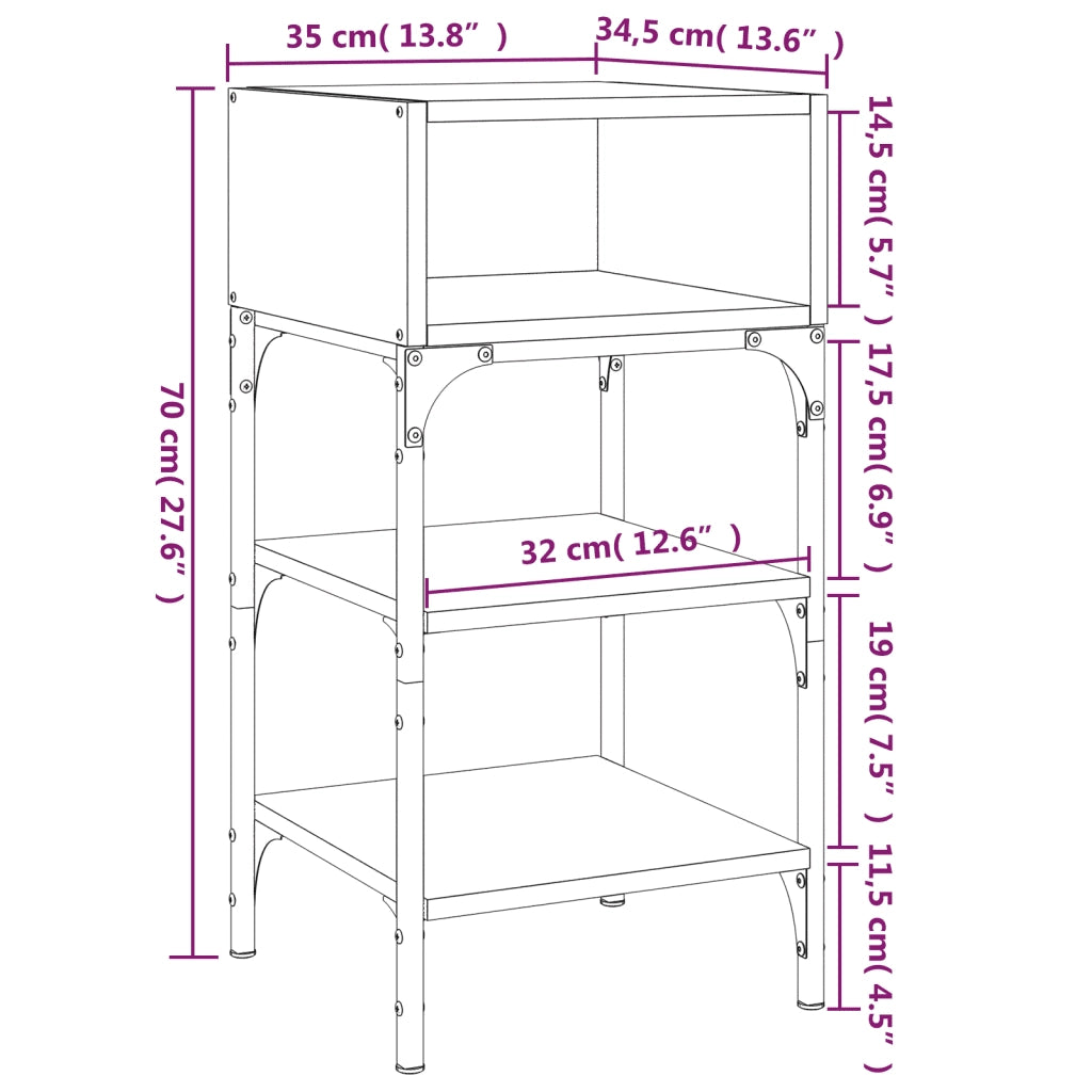 Set di 2 Comodini | Armadio da Notte | Mobiletto da notte Rovere Marrone 35x34,5x70 cm in Legno Multistrato