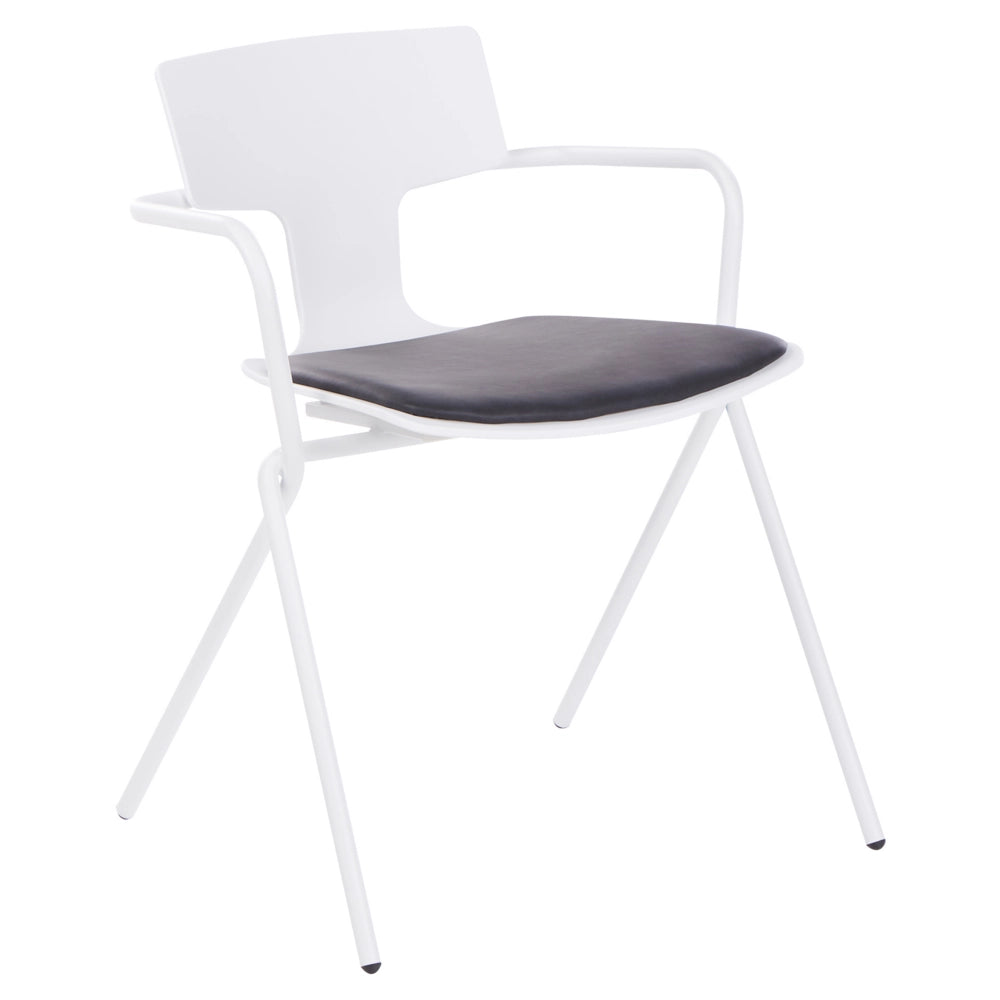 Set di 2 sedie da pranzo in plastica nera con cuscino nero stile moderno