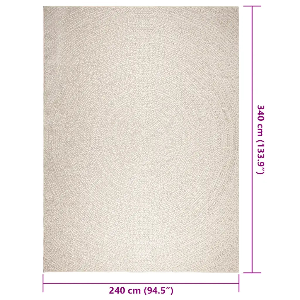 Tappeto ZIZUR Crema 240x340 cm Aspetto Iuta Interni ed Esterni 4010383