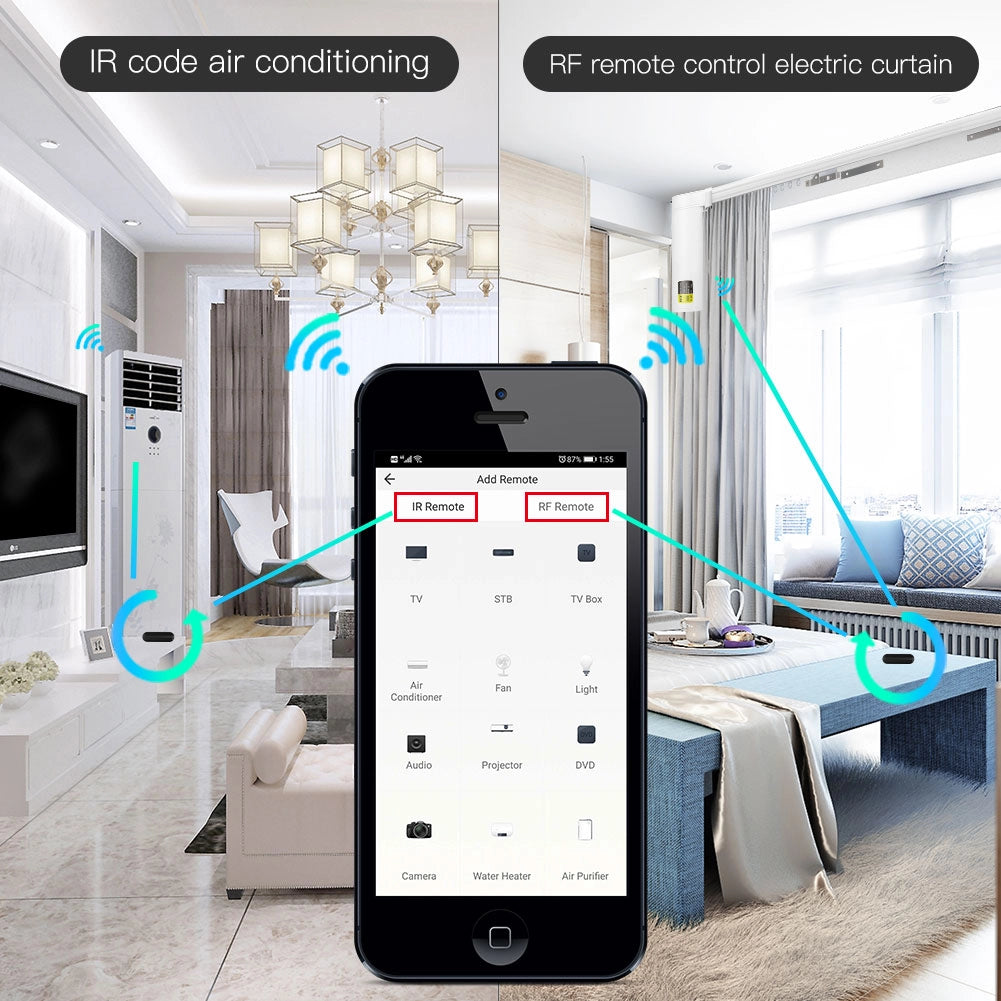 Telecomando Smart Controller Remote WIFI IR RF433 RF315 WIFI,IR,RF433,RF315 TUYA, Smart Life 5V IP20 68x68x27mm