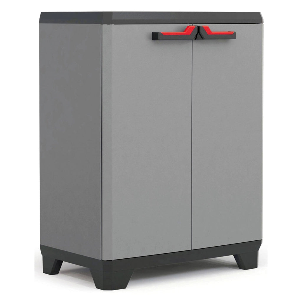 Armadio da esterno Cochrane, Mobile outdoor, Mobiletto giardino multiuso, Contenitore per balcone o garage, Made in Italy, 68x39 h90 cm, Grigio